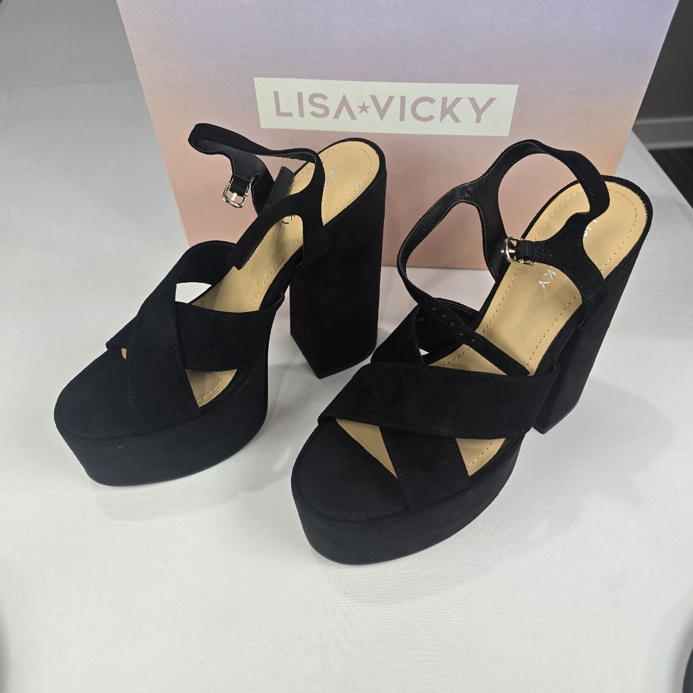 Lisa Vicky Jam Strappy Platform Sandal Block Heel Size 8‎ NEW - Picture 10 of 12